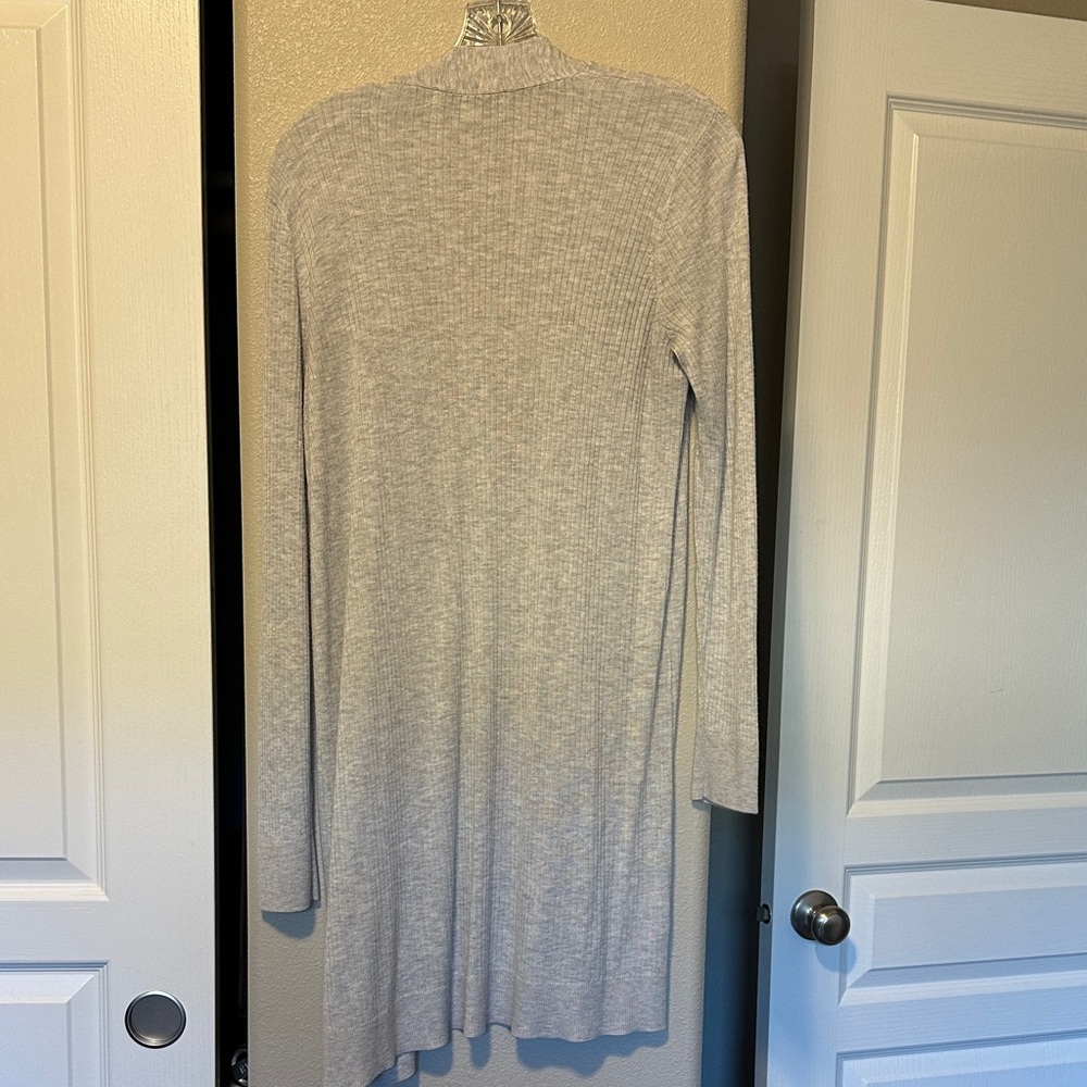 LOFT Women's Light Gray Long Cardigan - Picture 3 of 5
